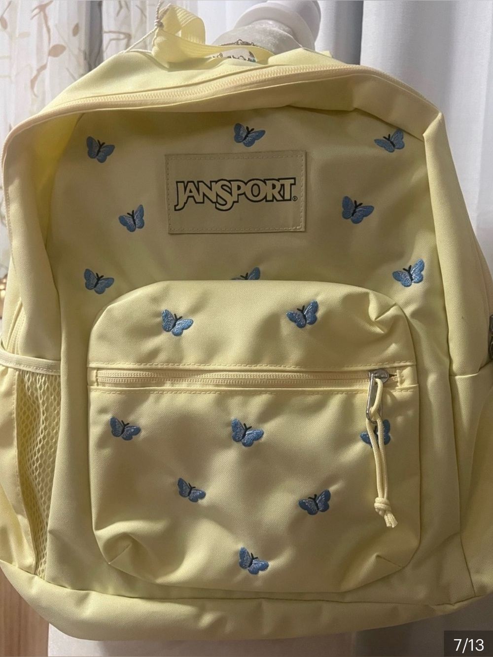 JanSport Butterfly Embroidered Backpack - Pale Yellow